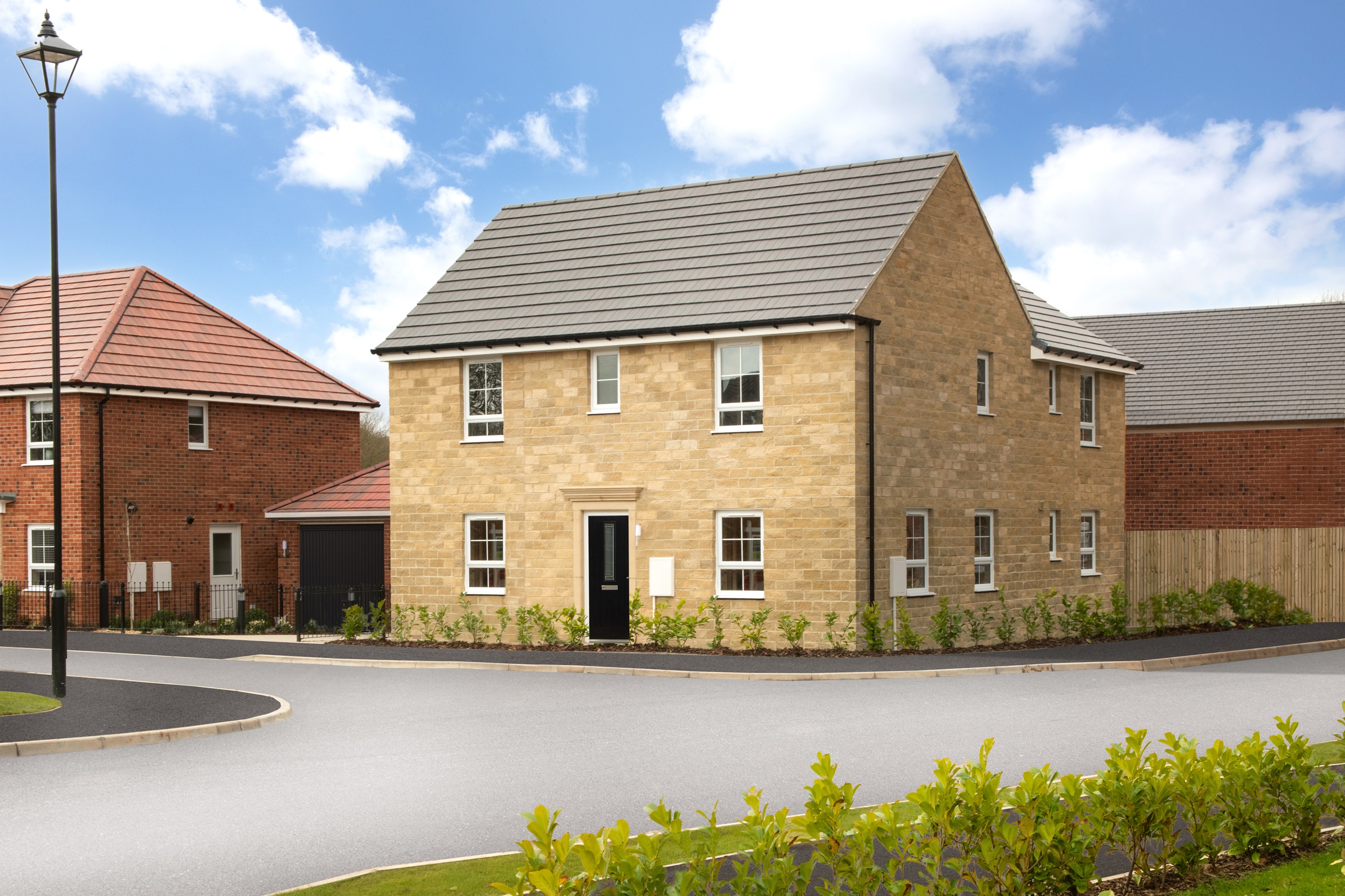 Outside view of 4 bedroom Alfreton home at Grey Towers Village